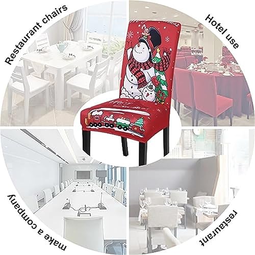 Miniatura 6 de SearchI Juego de 6 fundas para sillas de comedor navideñas, fundas elásticas para sillas Parsons, protectores de asiento lavables de elastano para