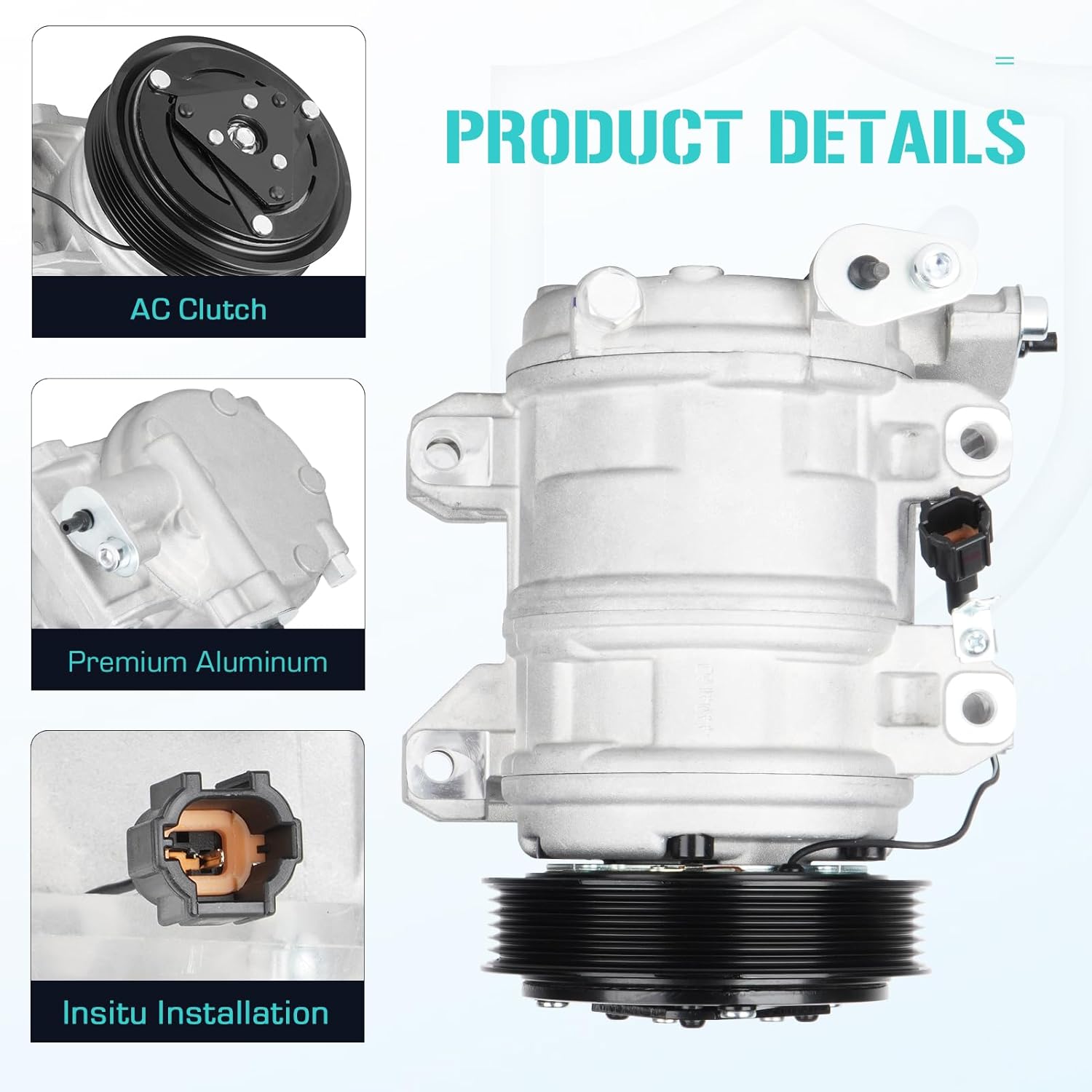 AC Compressor with A/C Clutch Fit for Nissan Altima 2.5 2.5L 2002 2003 2004 2005 2006, CO 10778JC, 10346161, 10350961, 10350960