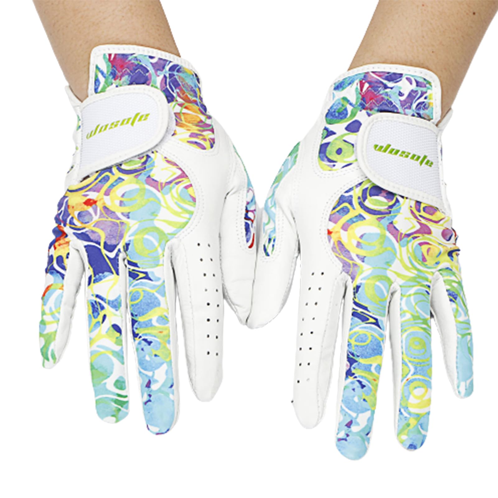 2 Paar Golfhandschuhe für Damen, Linke und Rechte Hand, Weiches, Atmungsaktives Leder, Phantomfarben, Golfhandschuhe für Damen, Zubehör,L(Length19cm)