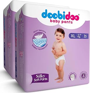 Doobidoo Silky Soft Baby Pants Diapers- XL Size (Pack of 2, 28 Count) - All Round Softness with Bubble soft topsheet and a... Price In India