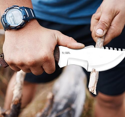 Miniatura 7 de Cuchillo rastreador D2 hecho a mano con funda de transporte horizontal, hoja fija, supervivencia, táctica, espiga completa, caza, bushcraft,