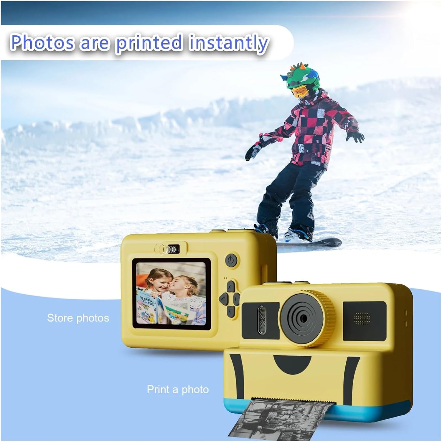 Instant Print Camera for Children Suitable for Girls and Boys Aged 4 and Above, Featuring A Dual-Lens Camera with A 32GB Memory