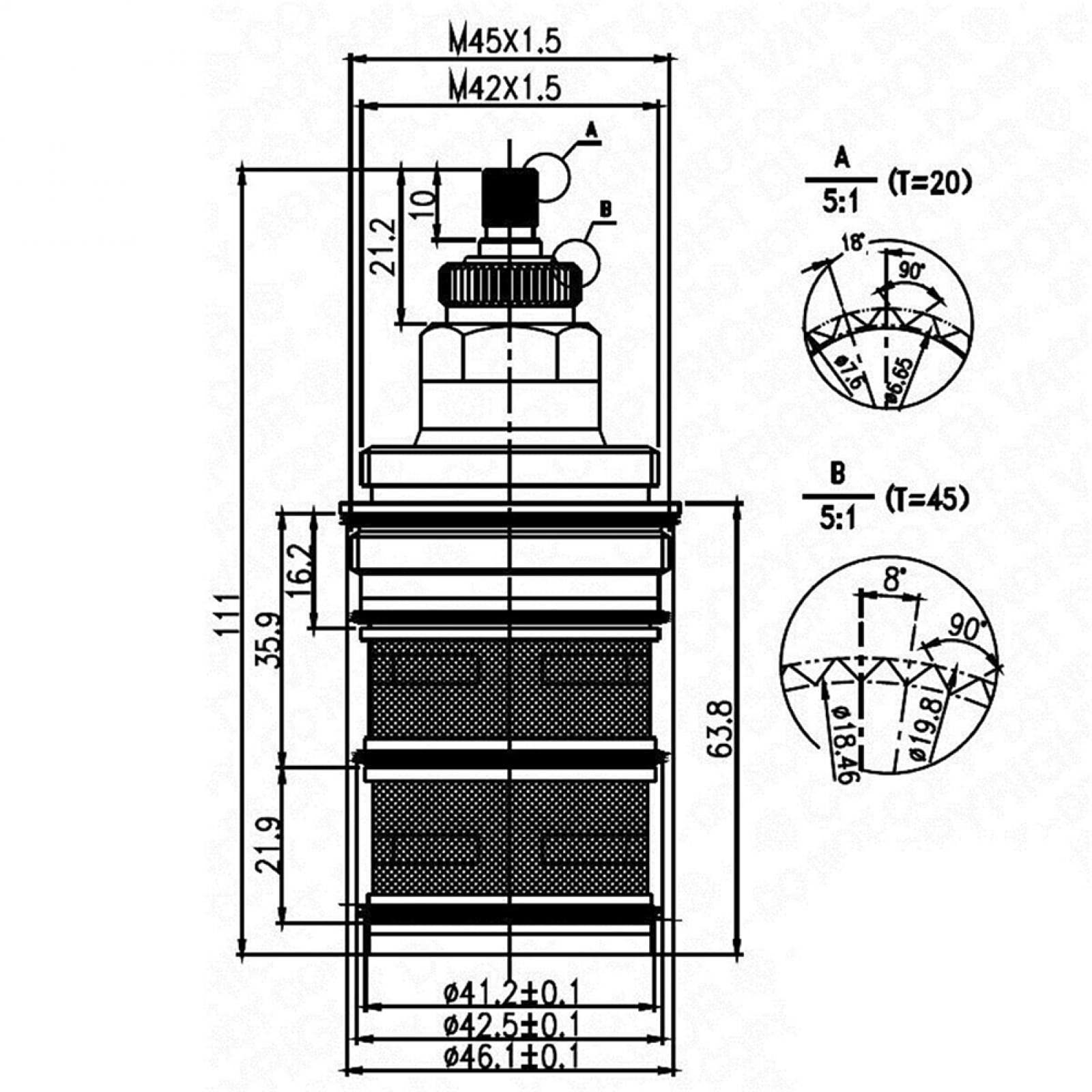 RANRAO Cartucho termostático para grifo, carrete de válvula termostática de baño, cartucho de grifo de latón GP0000250