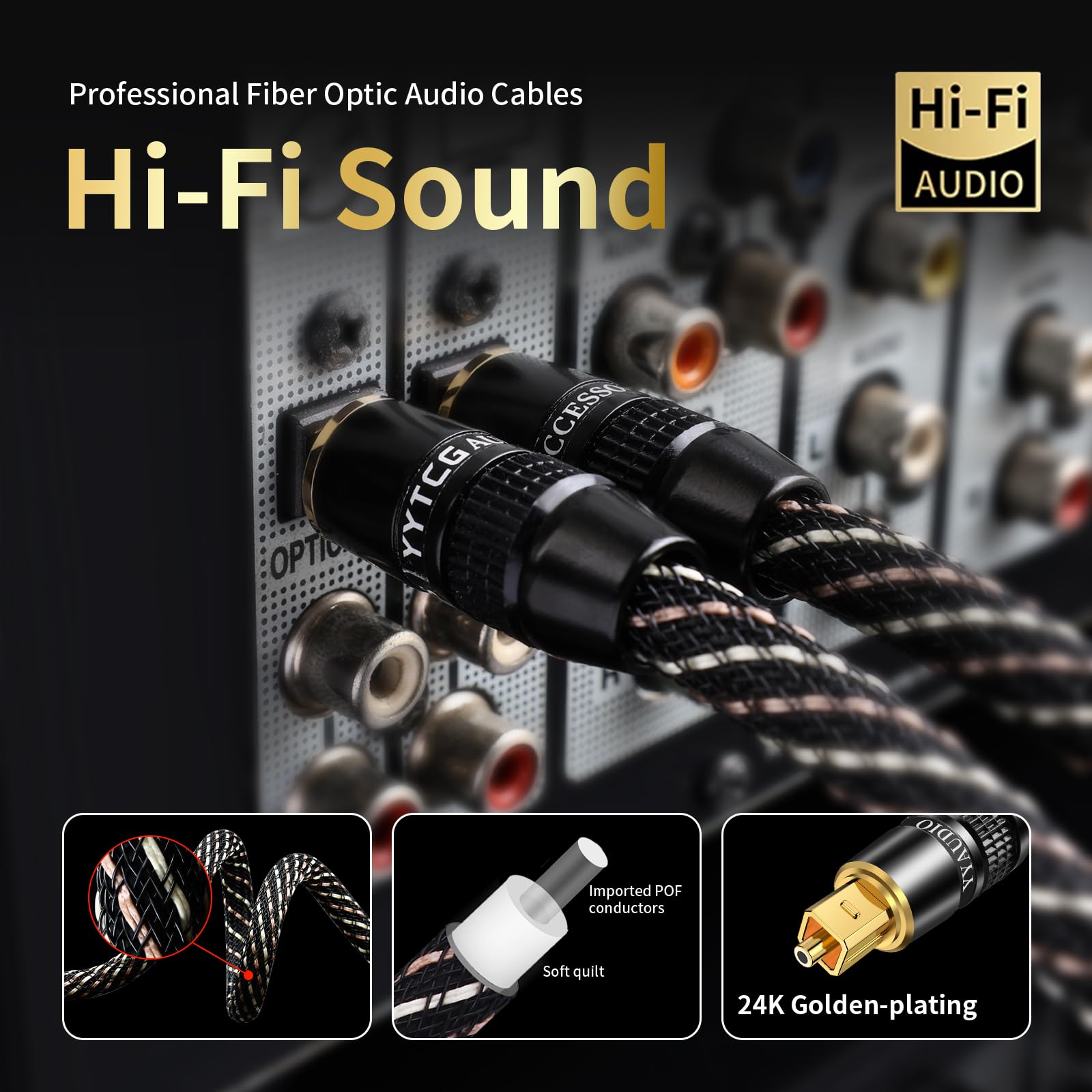 Cavo audio ottico digitale in fibra ottica Toslink S/PDIF, cavo audio surround per TV, PS4, Xbox, CD (1 m)