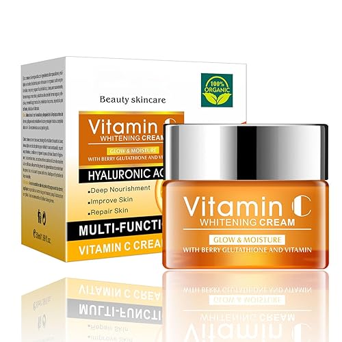 Crema de vitamina C, crema facial de vitamina C con vitamina C hidratante facial para mujeres, antienvejecimiento y arrugas, crema facial de ácido
