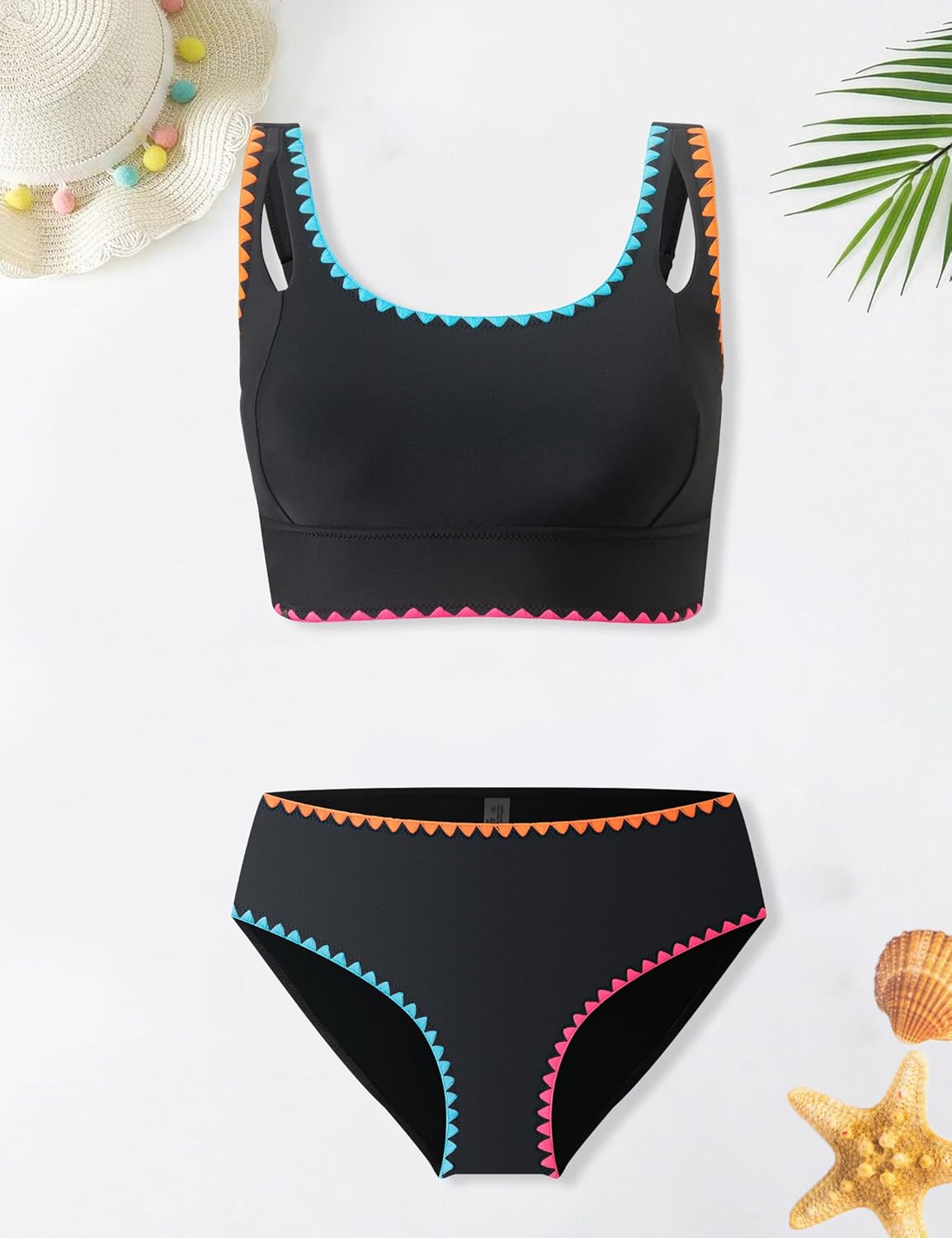 Girls Swimsuit Two Piece Bikini Sets Adjustable Straps Bathing Suit with Chest Pad Swimwear for Teens 9-16Y - Image 6