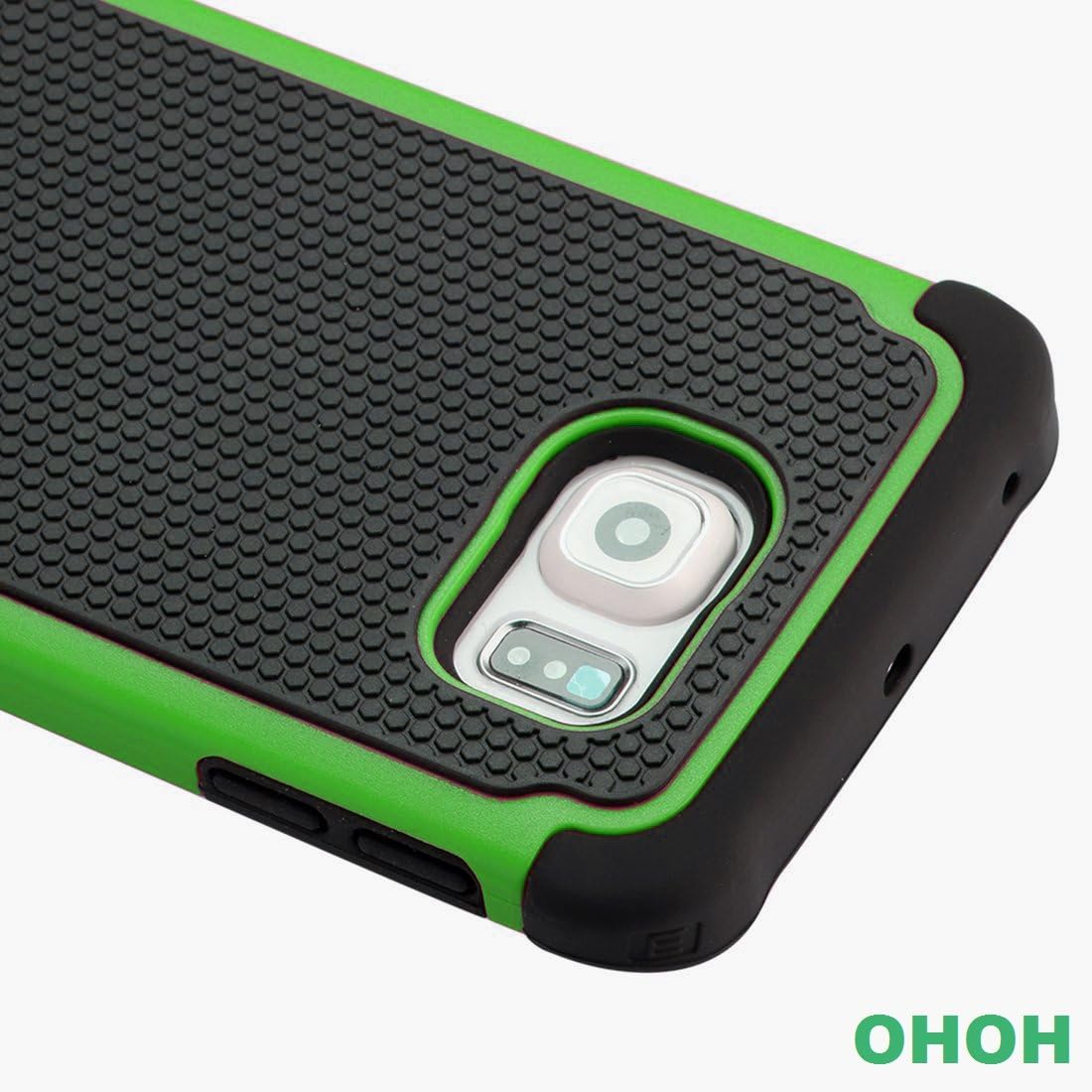 OHOH Premium Soft Silicon Plastic Dual Layer Armor Full-Body Super Protection Case for Galaxy S6(Green)