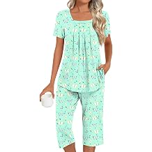 LONGYUAN Womens Pajamas Sets 2026 Summer Short Sleeve Soft 2 Piece Lounge Sleepwear Pjs M-3XL