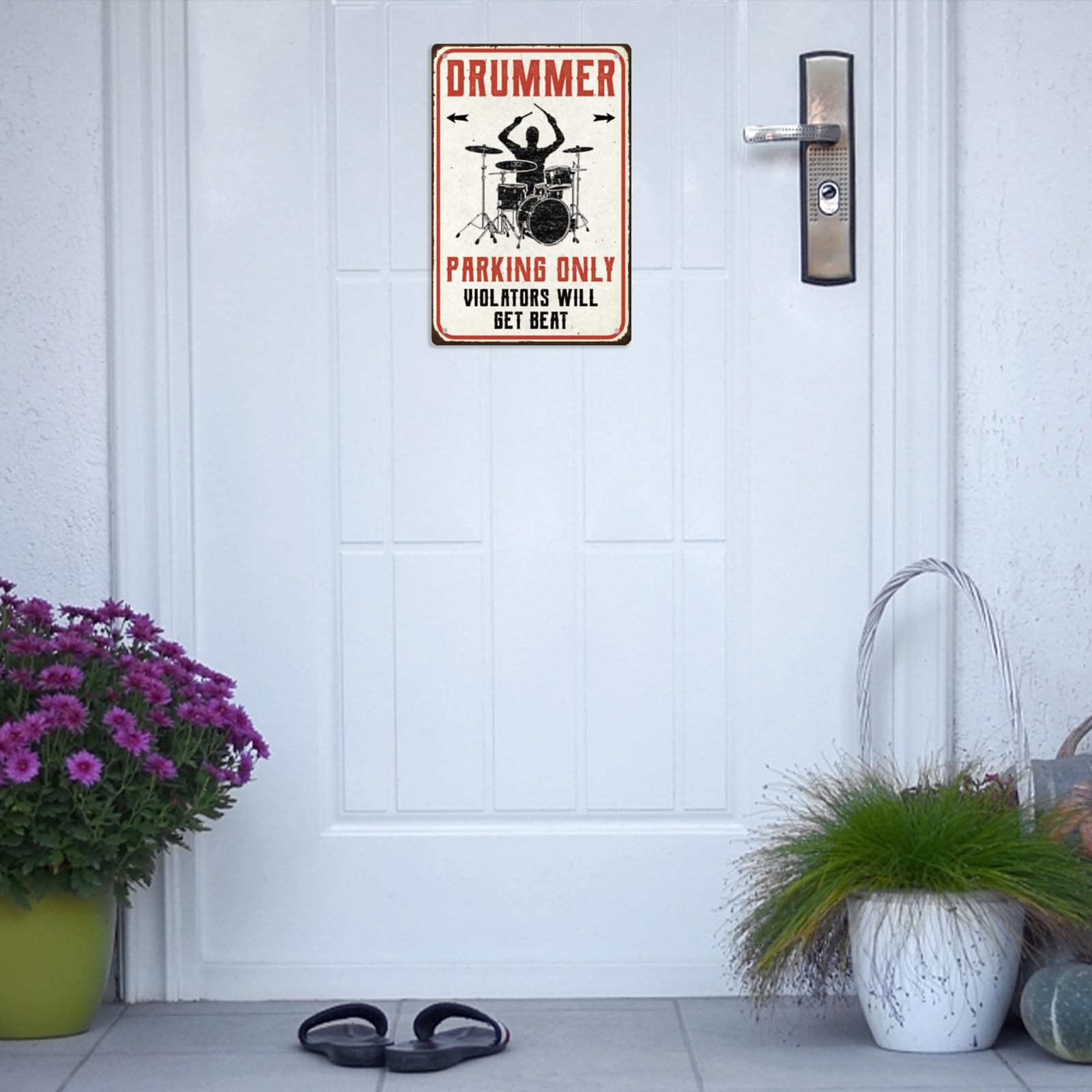 Targa Metallo "Drummer Parking Only" - Cartello Vintage Per Parete, Esterno O Studio Musica