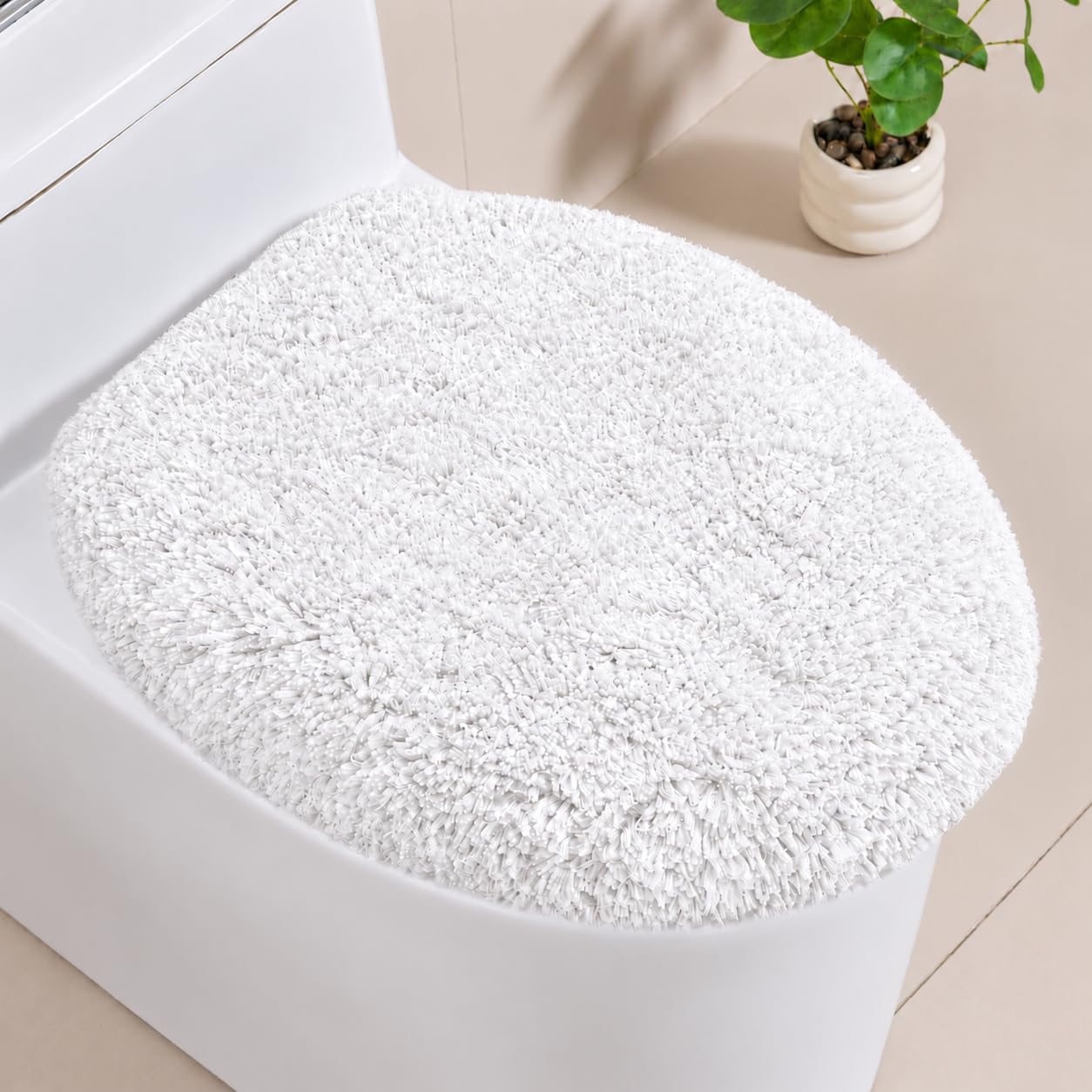 Microfiber Elongated Toilet Seat Cover, 19.5"x15" Machine Washable