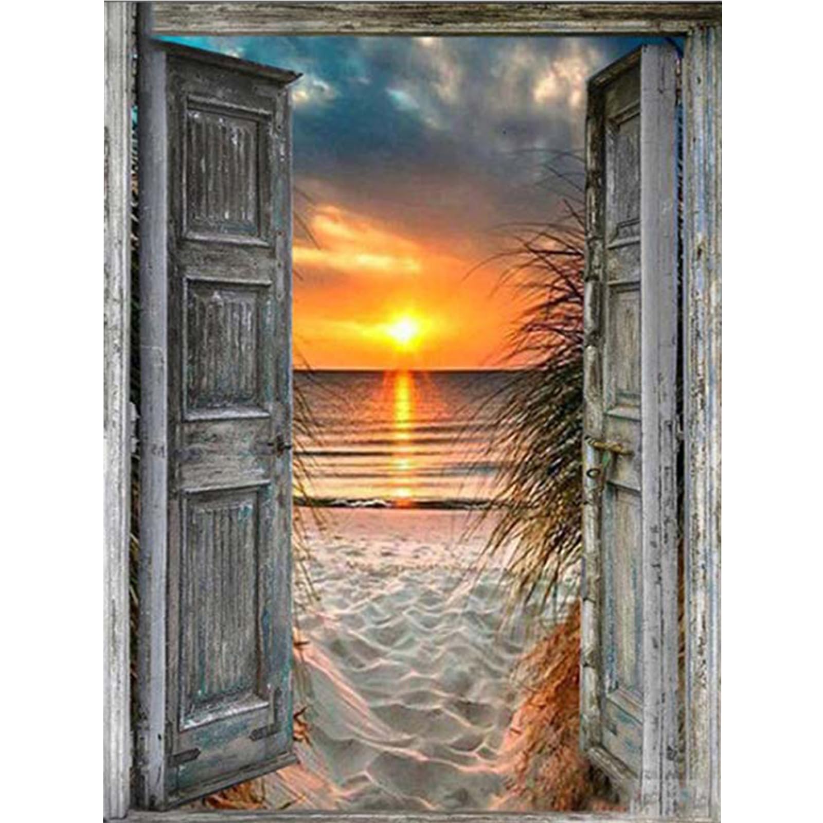 Seaside DIY Paint By Numbers Kit on Canvas 40x30cm with Frame Paint by Numbers Kits Drawing Paintwork for Beginners Adults Gift Home Wall Decor