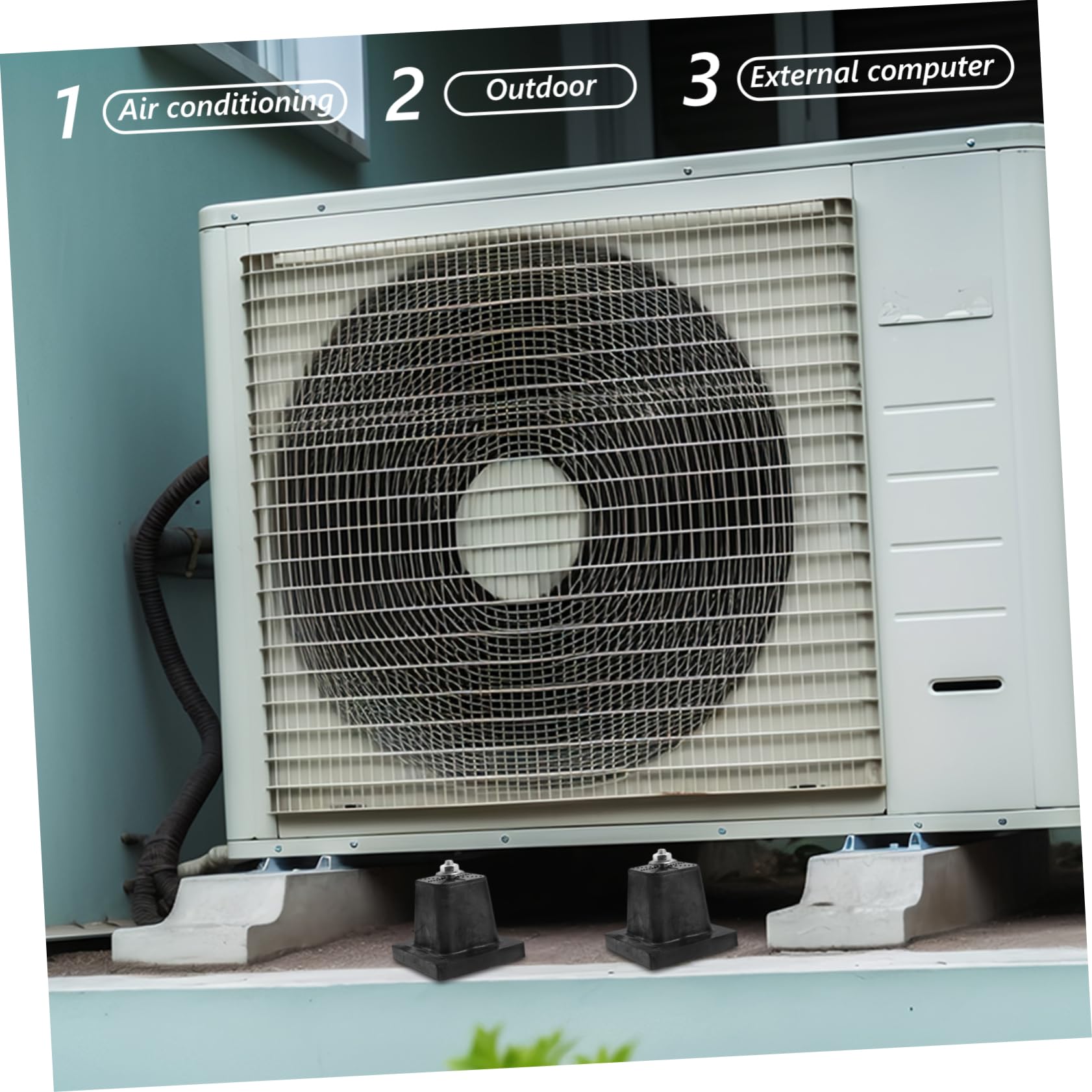 Didiseaon 4 Pezzi Piedini Antivibranti per Unità Esterna Condizionatore in Gomma e Metallo, Assorbimento Urti e Riduzione Vibrazioni, Base Supporto Nero per Climatizzatore