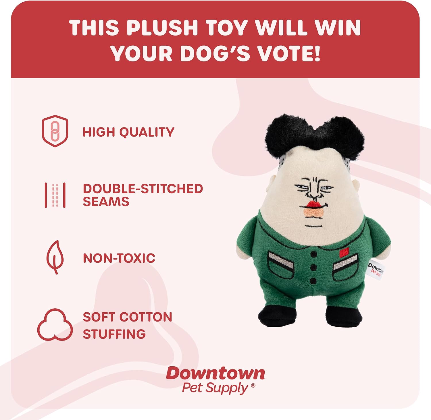Downtown Pet Supply Supreme Leasher Political Dog Toy - Novelty Political Parody, Dog Chew Toy with Squeaker - Plush Design with Double Stitching image 2