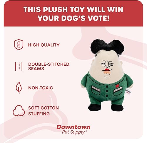 Miniatura 2 de Downtown Pet Supply Supreme Leasher - Juguete político para perros, novedoso juguete para masticar con chirriante, diseño de felpa con doble costura