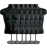 Vista 36 de DisplayTown - Maniquí masculino de torso con soporte de metal, parte trasera hueca, cuerpo apilable, forma de vestido para exhibición de camisetas