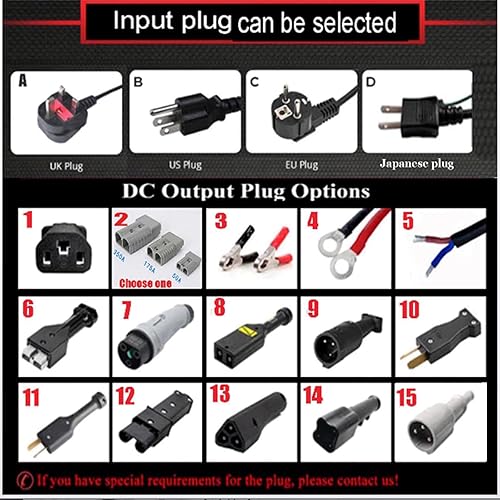 Miniatura 2 de HYDTGZ Cargador de batería de alta potencia de 1500 W, 48 V, 25 A, cargador de batería de plomo ácido con enchufe adecuado para carretillas