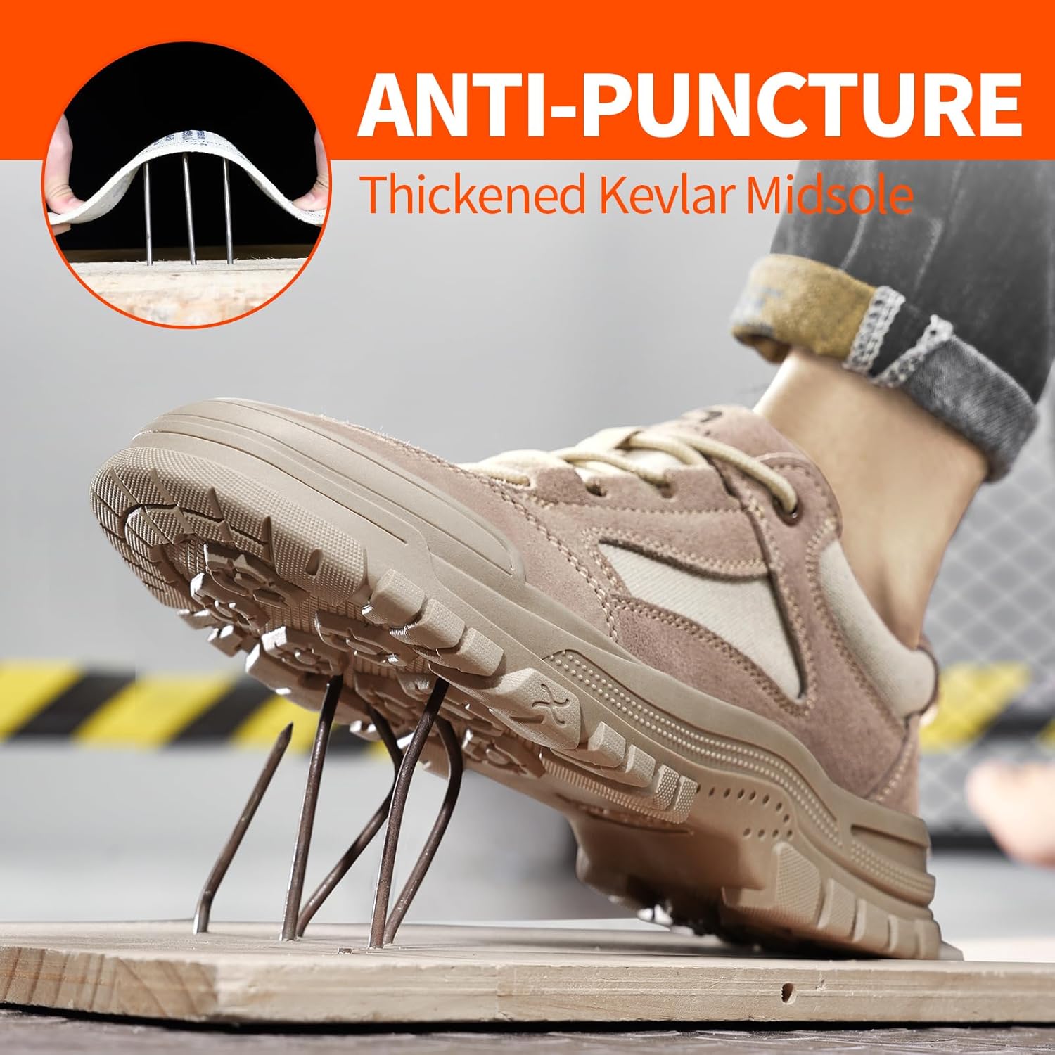 Steel Toe Shoes for Men,Lightweight Work Shoes,Mens Indestructible Safety Boots,Puncture Proof Construction Steel Toe Sneaker. - Image 3