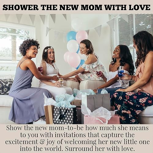 Miniatura 5 de Amanda Creation Lindo globo de oso de peluche, invitaciones para baby shower, 20 tarjetas de relleno de 5 x 7 pulgadas con veinte sobres blancos