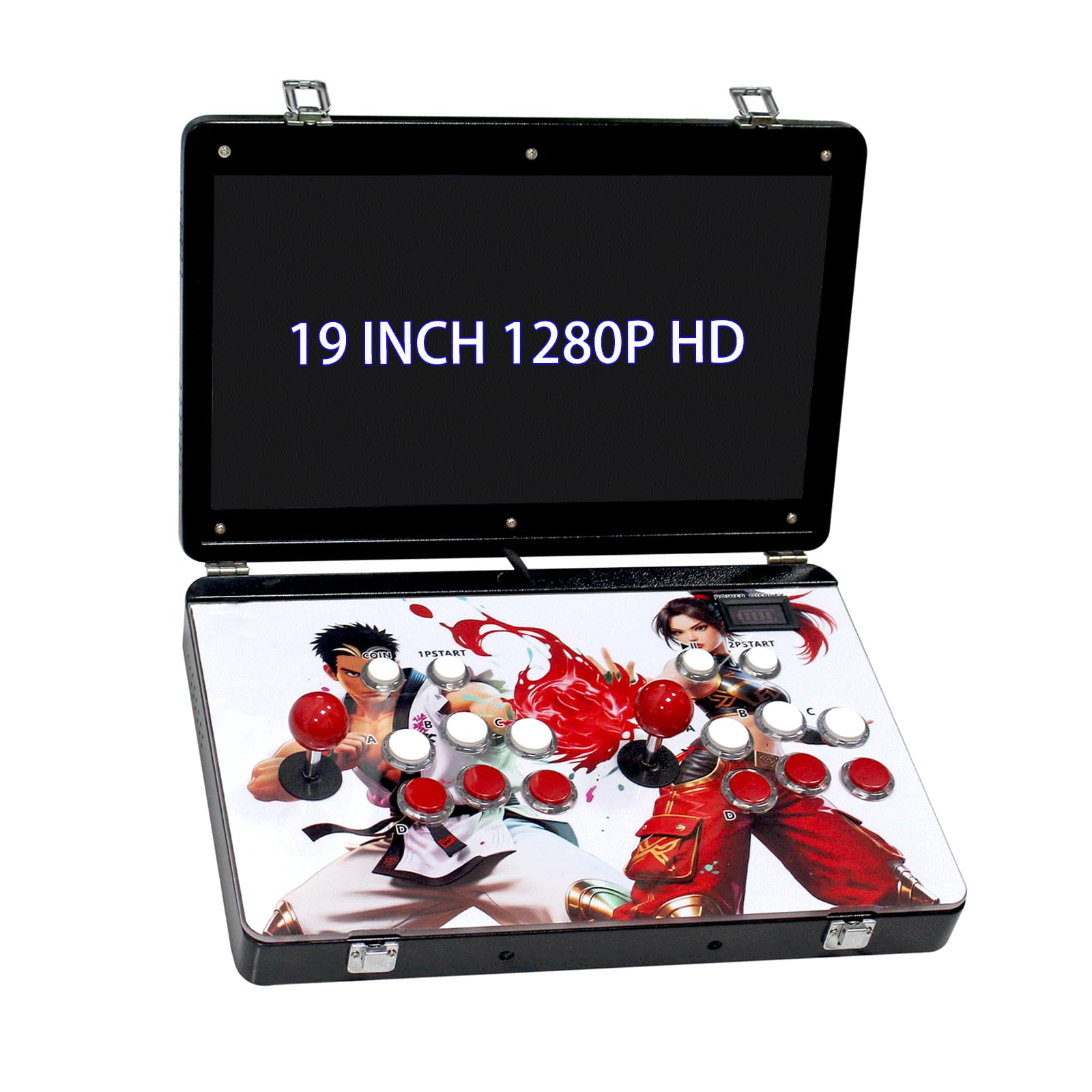 Consola de Juegos de Arcade 3D Portátil 30000 en 1 Caja de Metal, Cuaderno Plegable con Pantalla de 19 Pulgadas Consola de Juegos Electrónica Retro, con Funciones de Búsqueda/Ocultar/Pausar