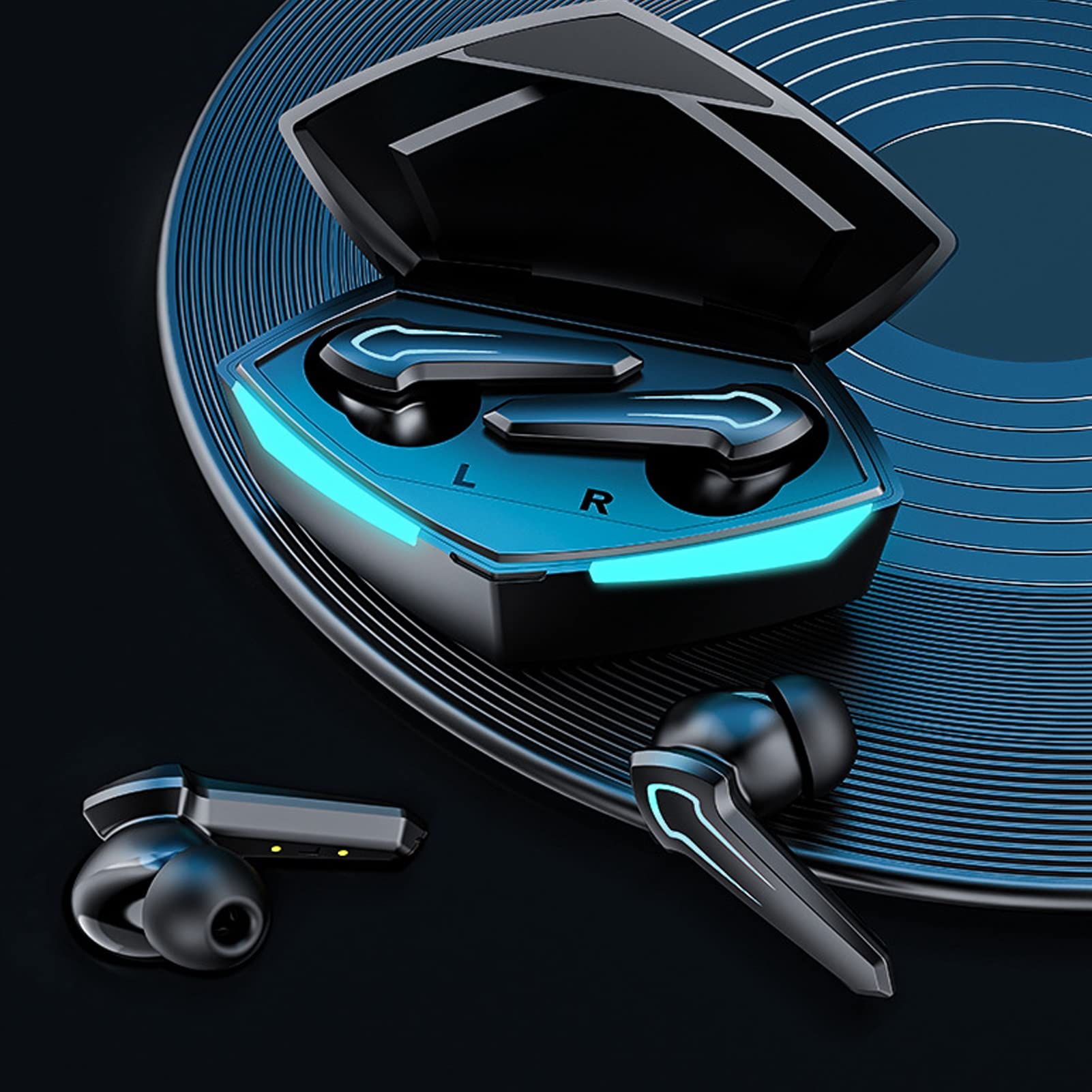 Zunate Auricolari da Gioco Wireless, Cuffie Bluetooth 5.2 Dual Mode, Microfono Integrato, Latenza Ultra Bassa di 45 Ms, Sincronizza Completamente L'audio con Il Video(Nero)