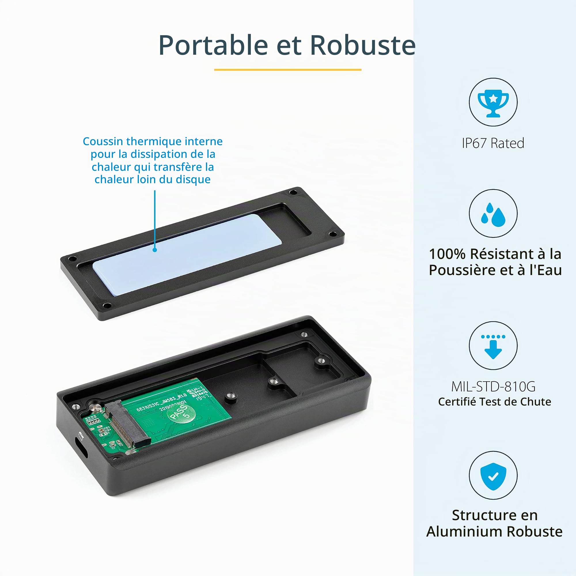 StarTech Boîtier Robuste SSD M.2 NVMe PCIe, USB-C 10Gbps (M2E1BRU31C)