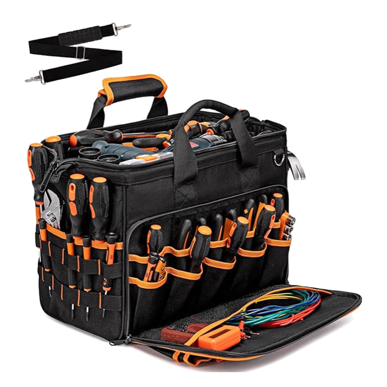 17inch Wide Mouth Tool Bag Large Capacity Tool Bag for Men Portable Home Organization Storage Handbag for Screwdriver Oxford Cloth