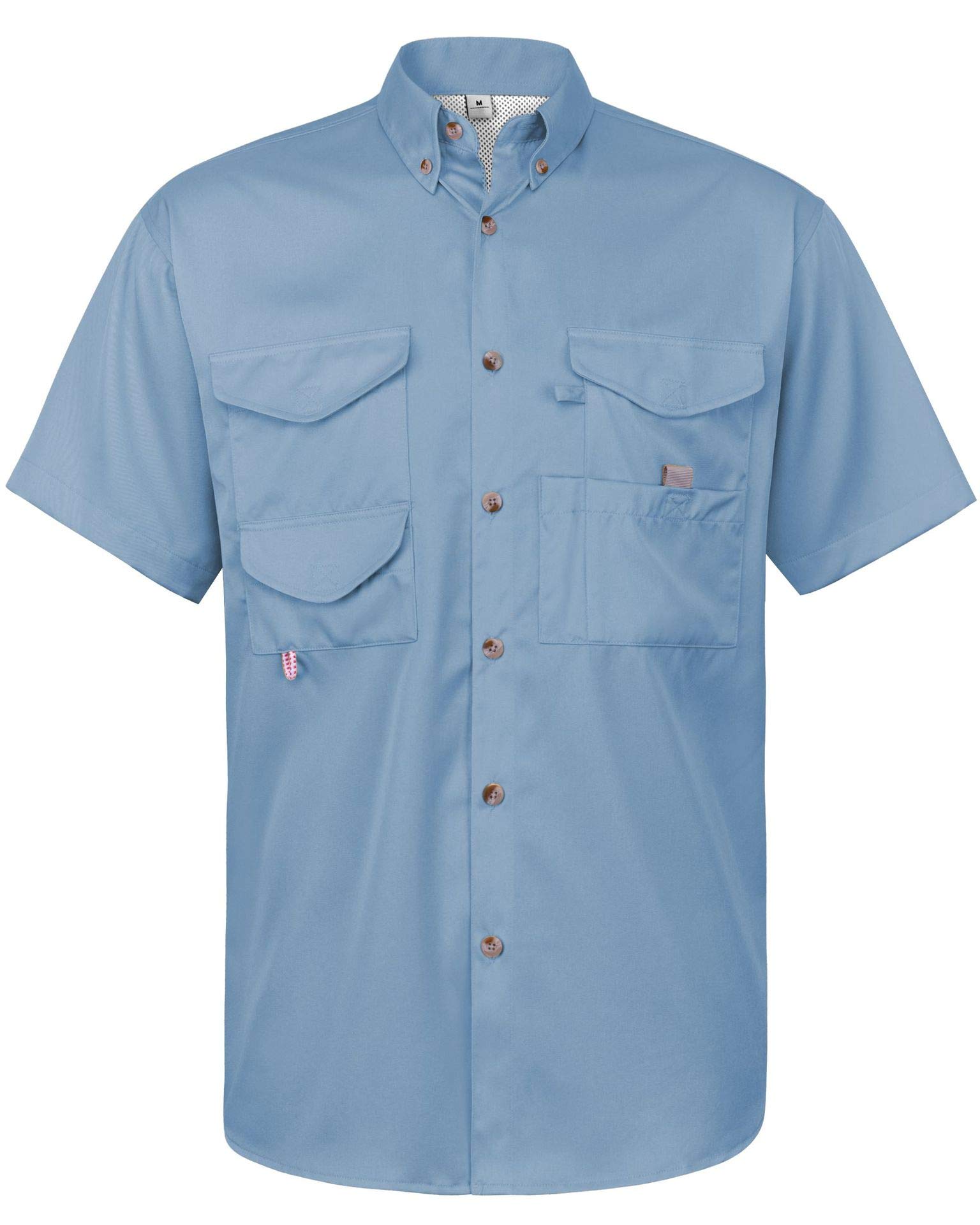 Alimens & Gentle Short Sleeve Fishing Shirt Wicking Fabric Sun Protection Casual Button Down Shirts