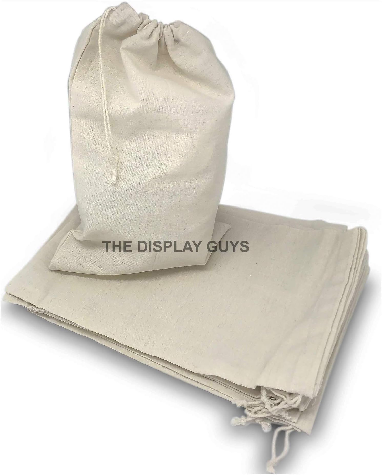 12-Pack Extra-Thick 5x7 Pure Cotton Canvas Muslin Bags with Drawstring, Reusable Washable All Purpose Pouches by The Display Guys