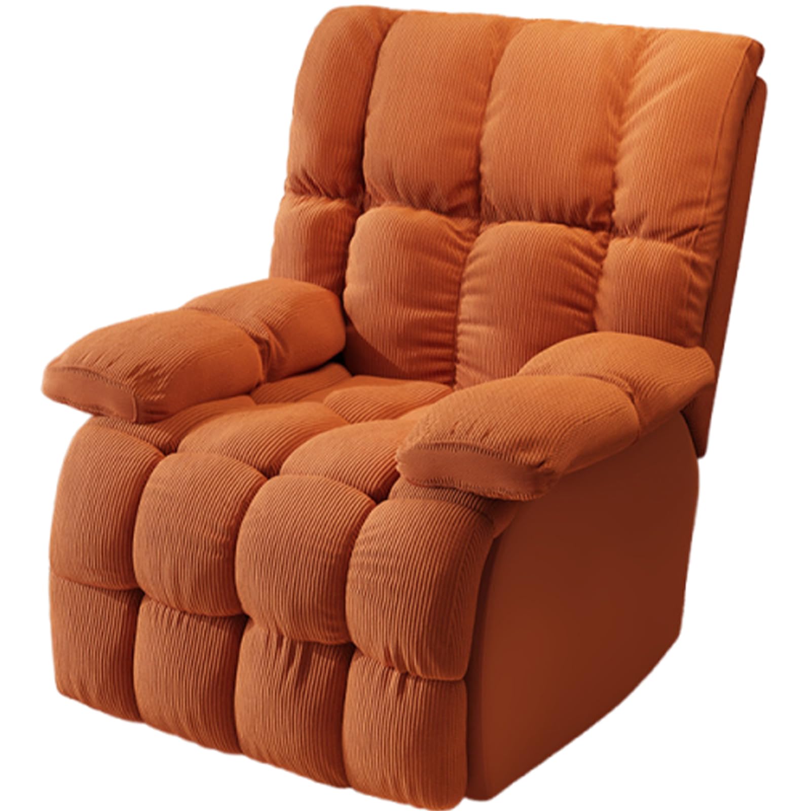 Canapé Relax en Velours côtelé, Fauteuil inclinable pour s'asseoir ou s'allonger, avec accoudoirs et Repose-Pieds, idéal pour Le Salon, la Chambre et Le Bureau Corduroy - Orange