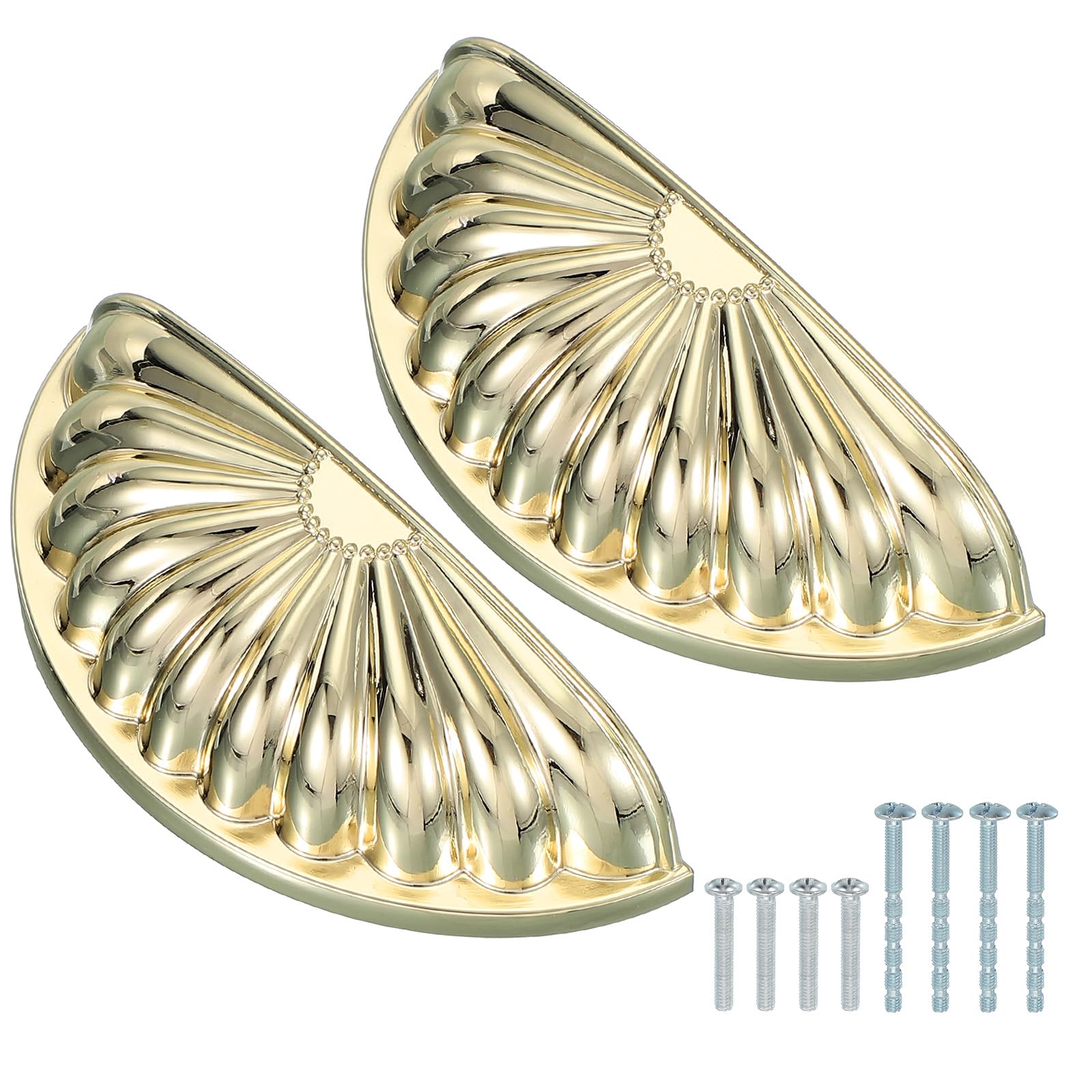 PATIKIL 2 Pcs Drawer Cup Pulls 3" (76mm) Hole Center Vintage Drawer Handles Knobs Furniture Handle for Kitchen Dresser Hardware Gold
