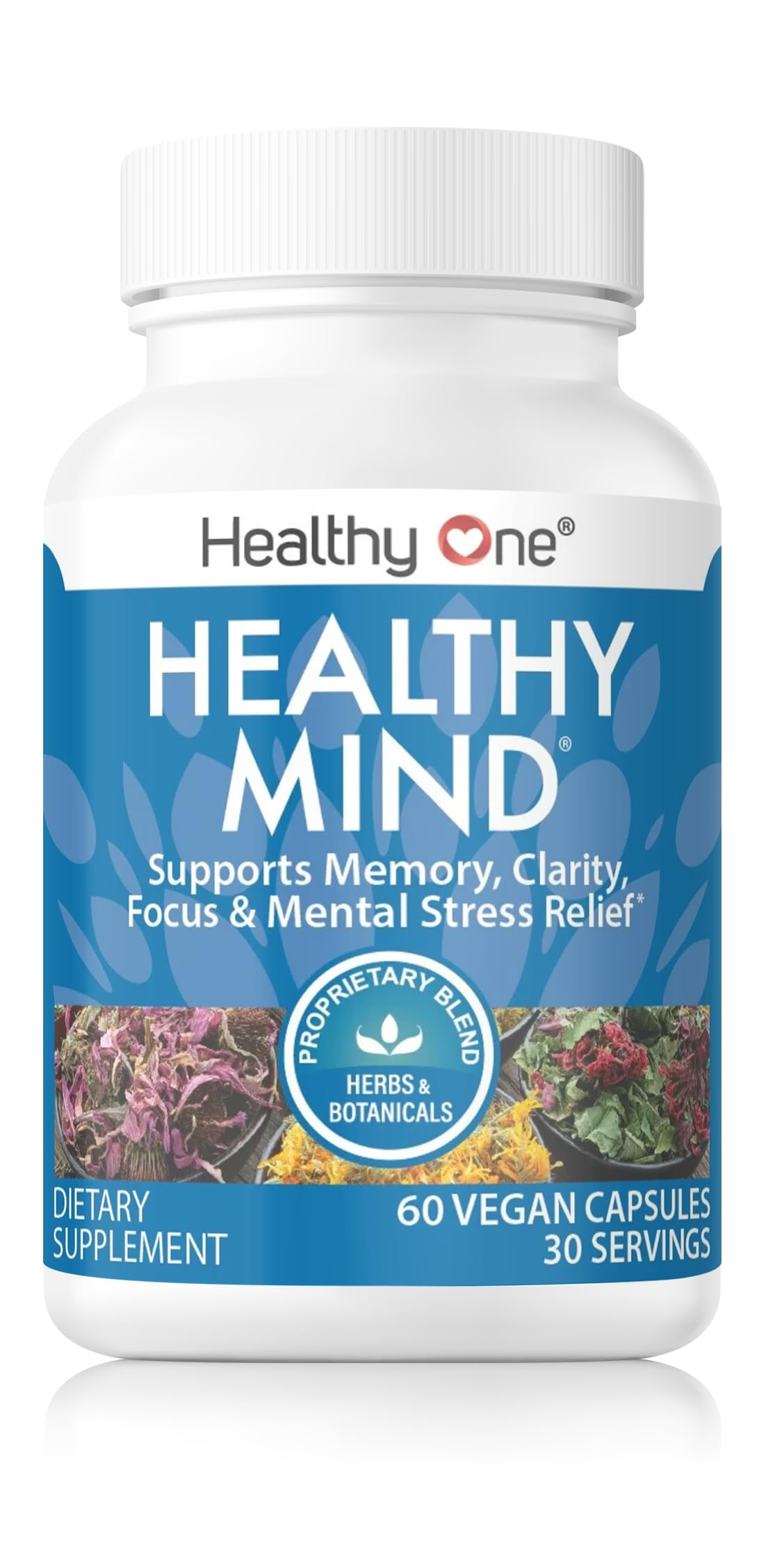 Healthy Mind - Safe for Teens - Brain Fog - Cognitive Function - Concentration - Focus - Neural Optimization - Mood - Ginkgo Biloba - Ginseng - Rhodiola - Bacopa - Gotu Kola - Green Tea - 150 Count