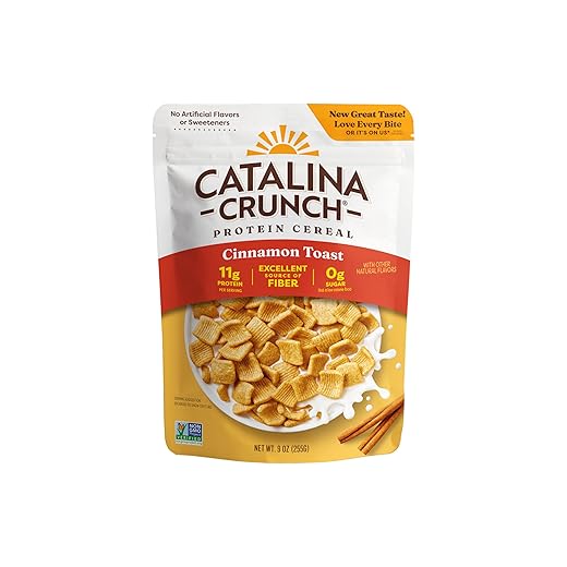 Catalina Crunch Protein Cereal | Sugar Free Breakfast Cereal with 11g of Protein | Gluten Free, Keto Friendly | Cinnamon Toast - 9 oz. Bag (Pack of 1)