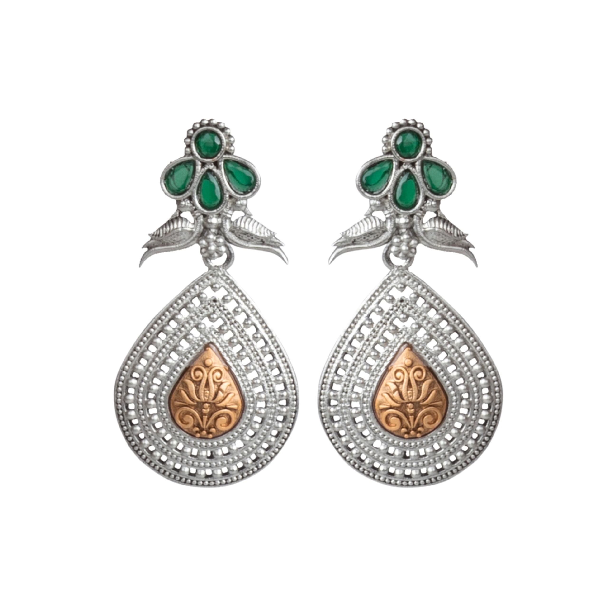 Neeara Fashion Dual toned Drop Earrings | oxidised earings with Bird motif for Girls and Women | Green Color (B0CXLVVX42) Amazon Price History, Amazon Price Tracker