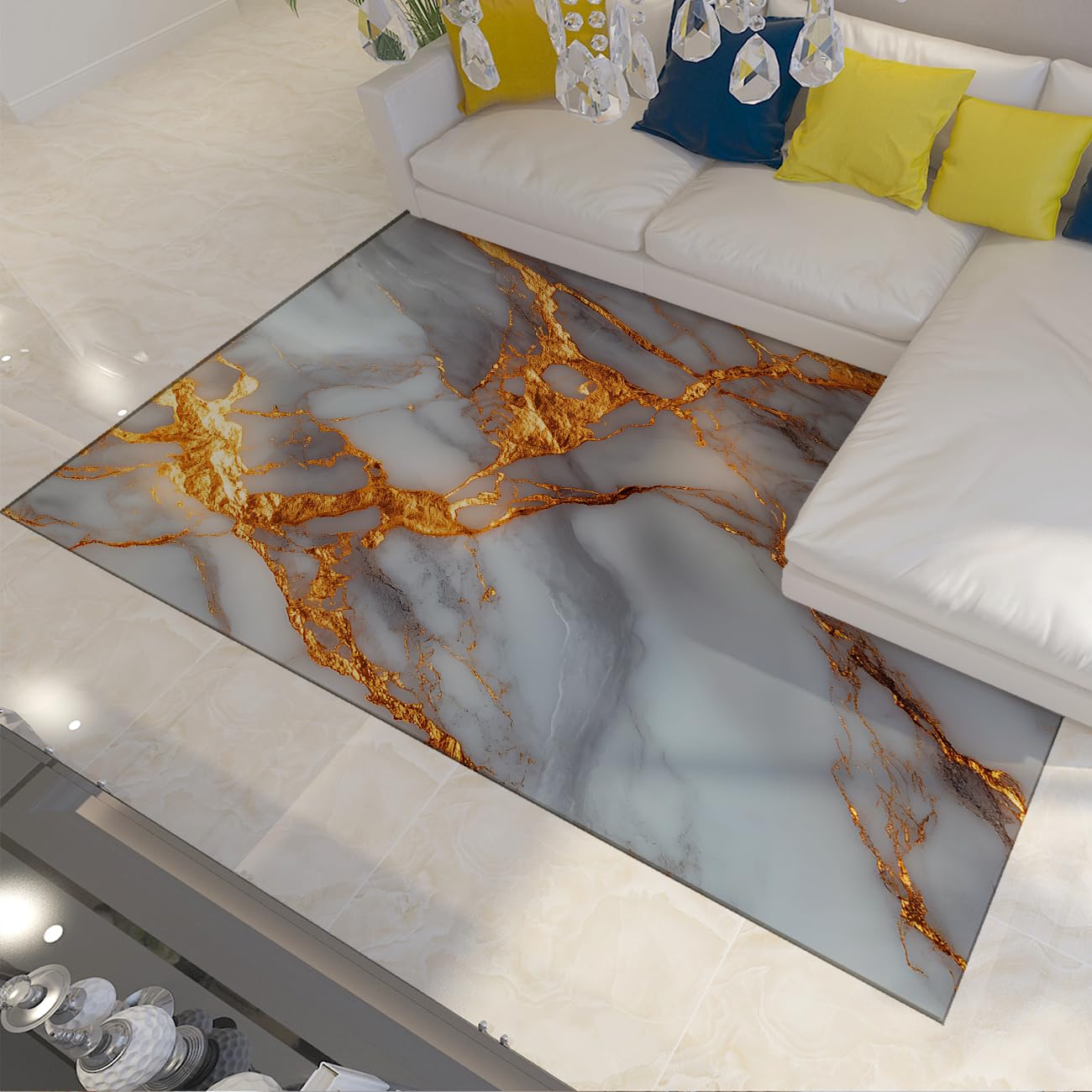 Descente lit abstraite et tapis salon 140x200 pour couloir chic