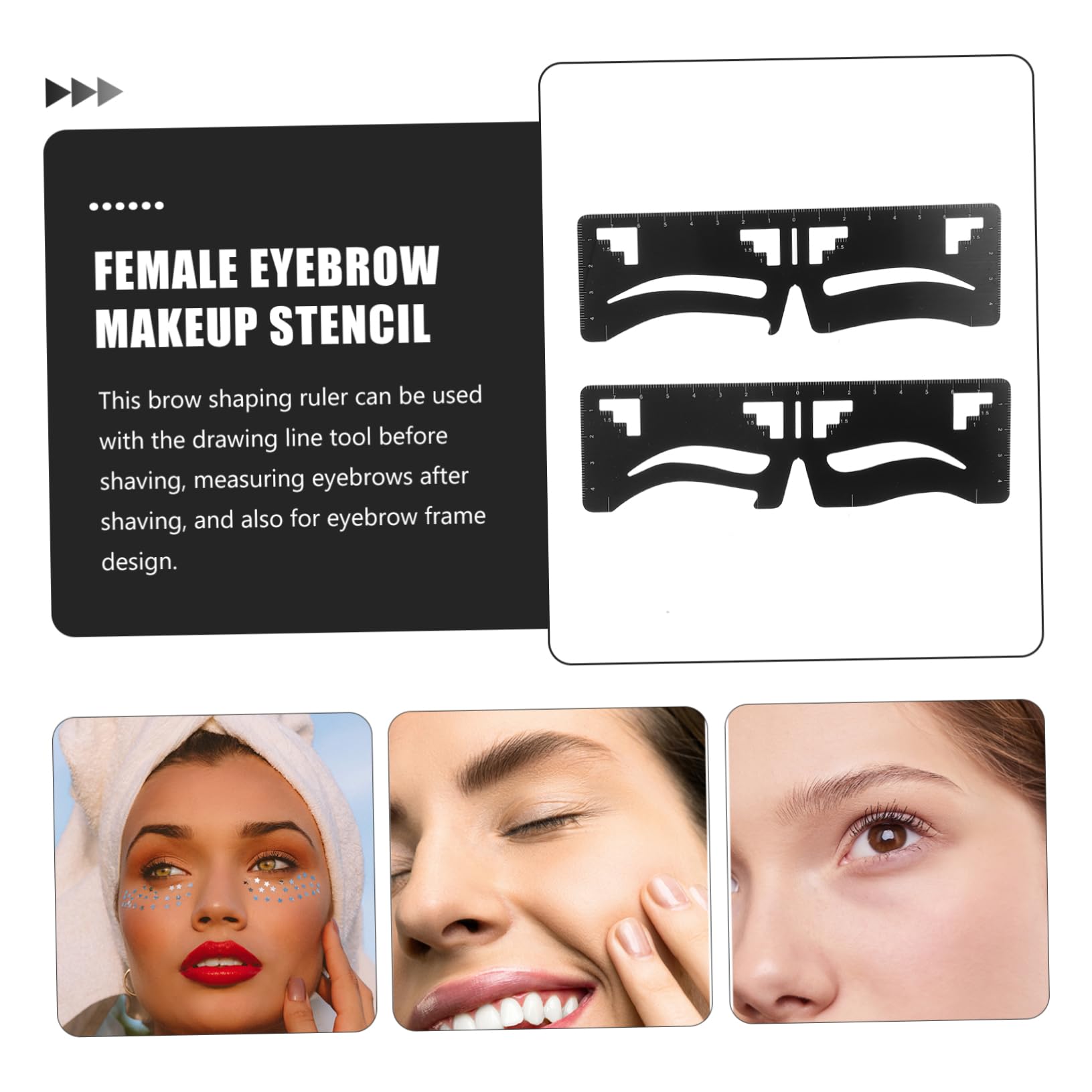Housoutil 6pezzi Ruler Per Sopracciglia Posizionamento e Stencil Riutilizzabili Per Makeup Principianti e Professionisti