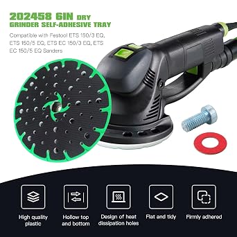 [New] for Festool 202458 ETS 150 Soft Sanding Pad, 6 inch (150mm) 17/48-Hole Sander Backing Pad, for Festool ETS 150/3 EQ, ETS 150/5 EQ, ETS EC 150/3 EQ, ETS EC 150/5 EQ Finish Sander by Teemuday