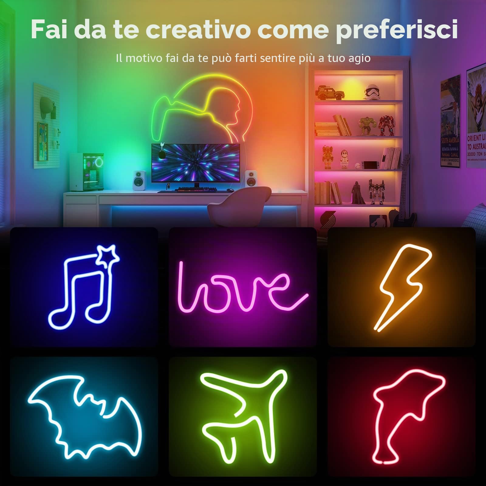 LUXONIC 5M Strisica LED Neon, RGBIC, 24V Silicone Neon Luci LED Flessibile Bluetooth con APP e Telecomando, impermeabile, Sincronizzazione Musicale, Decorazione Esterna/Interna del partito, Festa