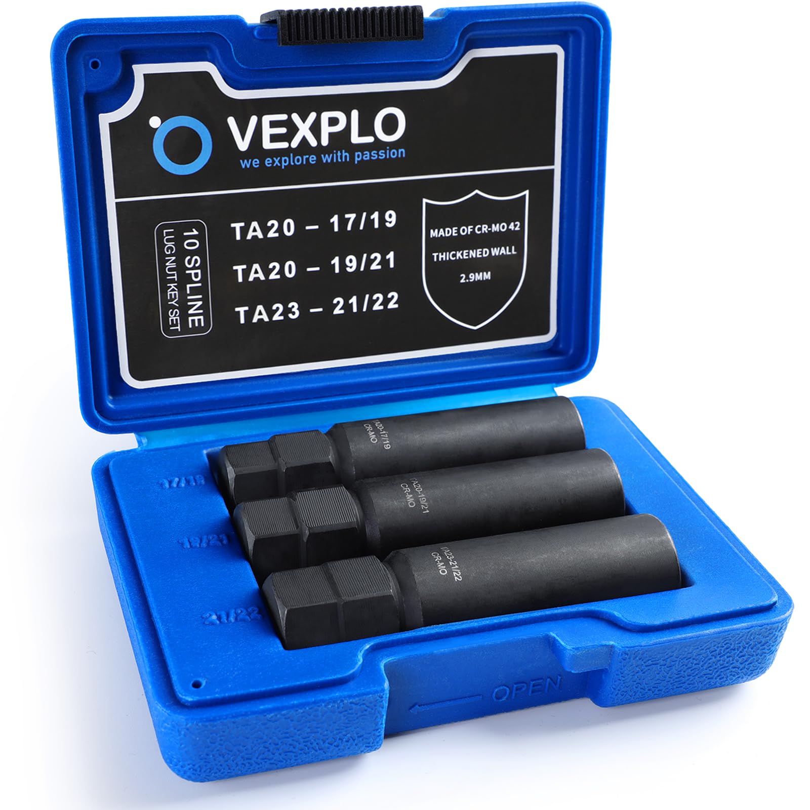 VEXPLO 10 Spline Lug Nut Key Set - Durable & Strong -1