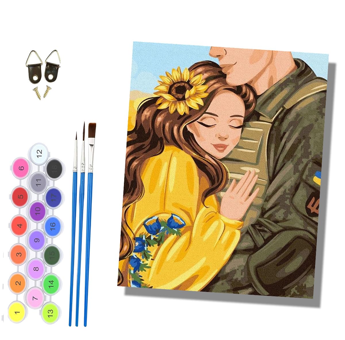 HONGPZH Paint by Numbers for Adults and Beginner Painting by Number Kits On Canvas Without Frame DIY Color Oil Painting Acrylic Paints Home Wall Decor 40x50cm/16x20in Sunflower Girl - 6