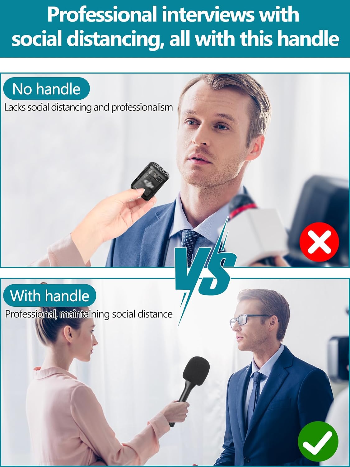 YOUSHARES YOUSAHRES Interview Microphone Handheld Adaptor for DJI Mic 1/2, DJI Mic Holder Mic Adapter Compatible with DJI Wireless Microphone, DJI Mic Stand for Interview image 5