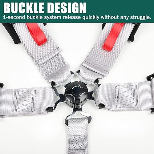 Miniatura 30 de BESTZHEYU Juego de arnés de seguridad de carreras de 5 puntos SFI con almohadillas de hombro resistentes ultra cómodas Arnés de carreras de 5 puntos