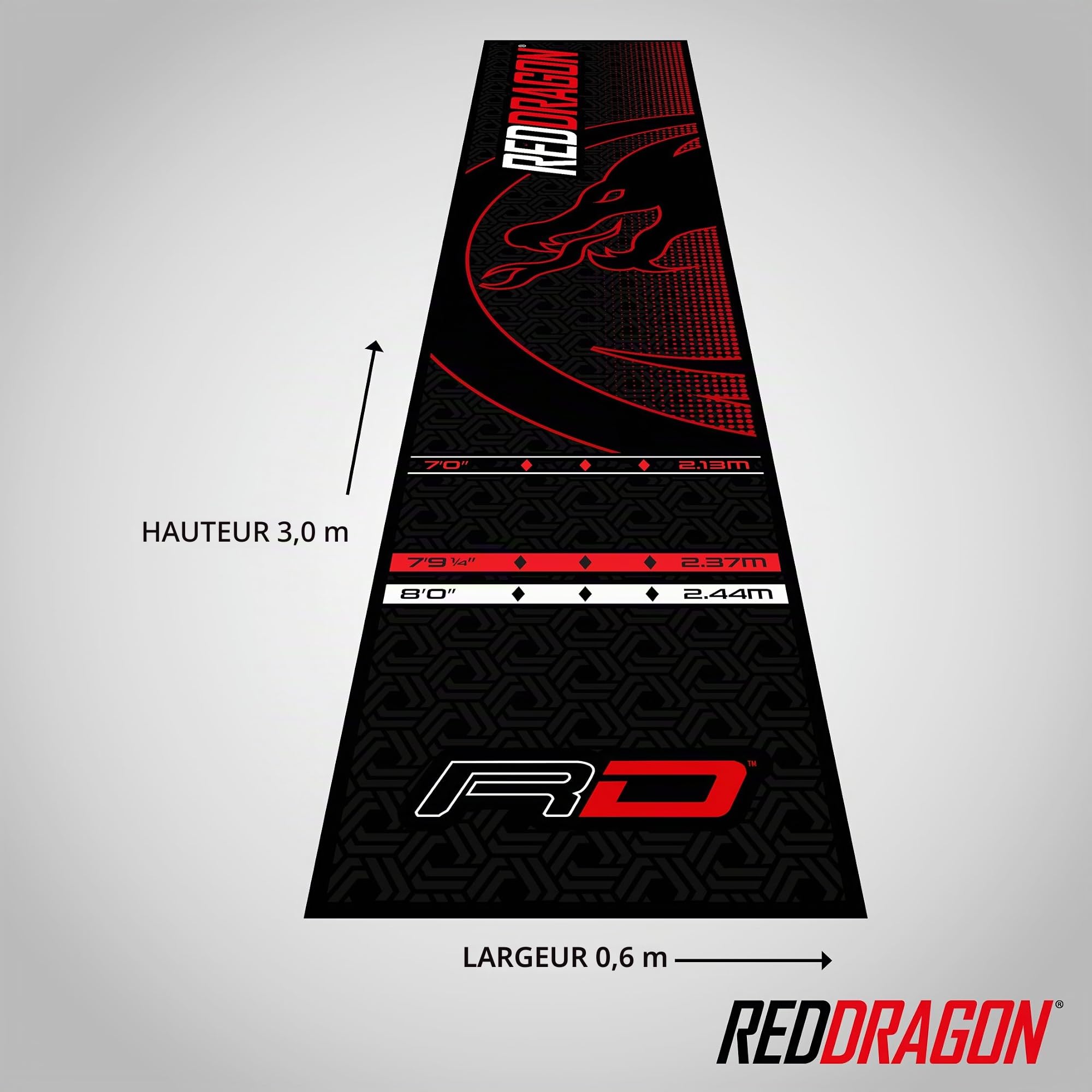 RED DRAGON Tapis de fléchettes avec ligne Oche – Mesures officielles de tournoi – Accessoires de fléchettes professionnels