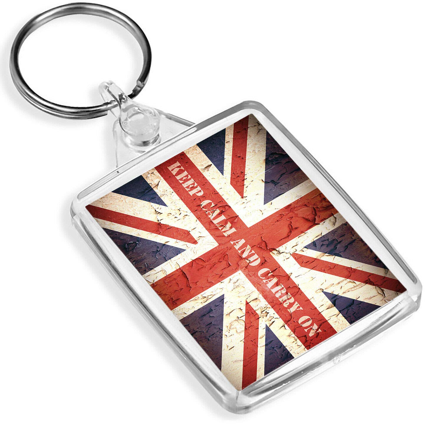 Destination Vinyl Keyrings Unisex Multi Keep Calm And Carry On Britain Uk Keyring - Ip02 - Patriotic 14515