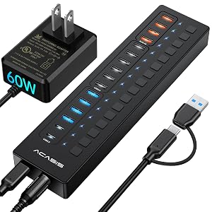 Powered USB 3 0 Hub ACASIS 16 Port USB Hub Powered Include 2 USB C 3 0 4