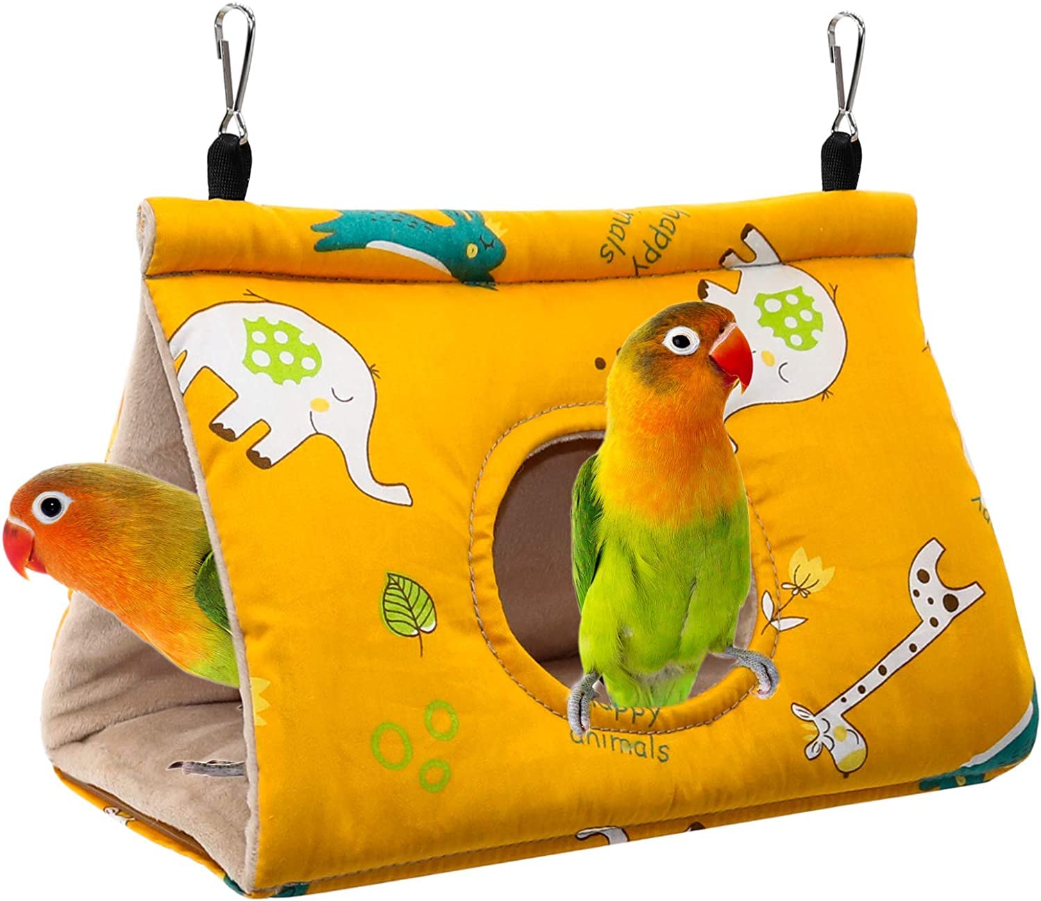 KUTKUT Bird Nest House Hanging Hammock Velvet Shed Hut Finch Cage Plush Fluffy Birds Hideaway Sleeping Bed For Hamster Parakeet Cockatiels Lovebird (Size: L-29 X 19Cm),Yellow (L)-image-19