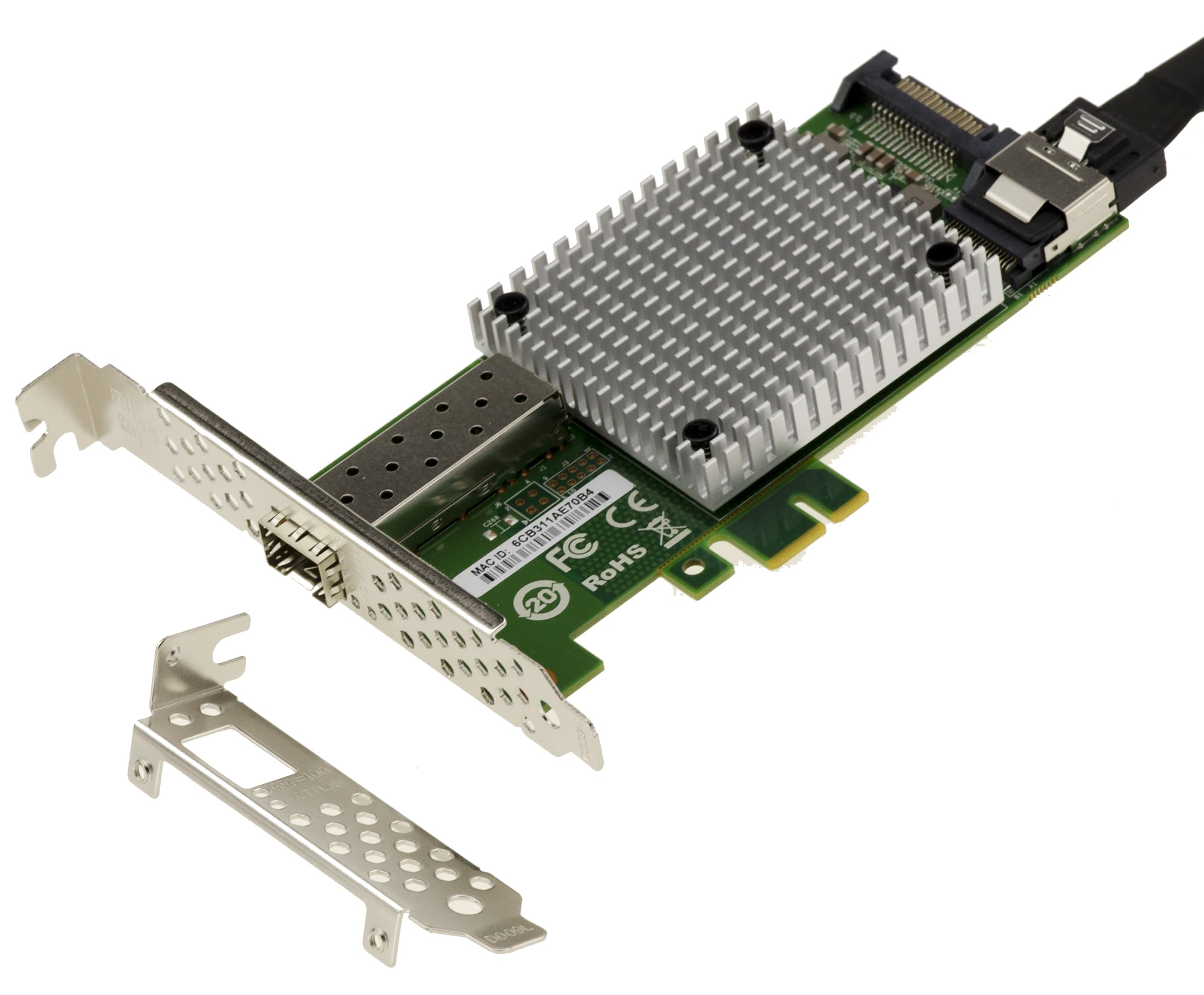 KALEA-INFORMATIQUE Scheda M2 1 porta di rete in fibra SFP+ 10G 10 GIGABIT ETHERNET per porta M.2 M Key, con chipset Intel JL82599EN. Collegamento SFF-8087 40 cm.