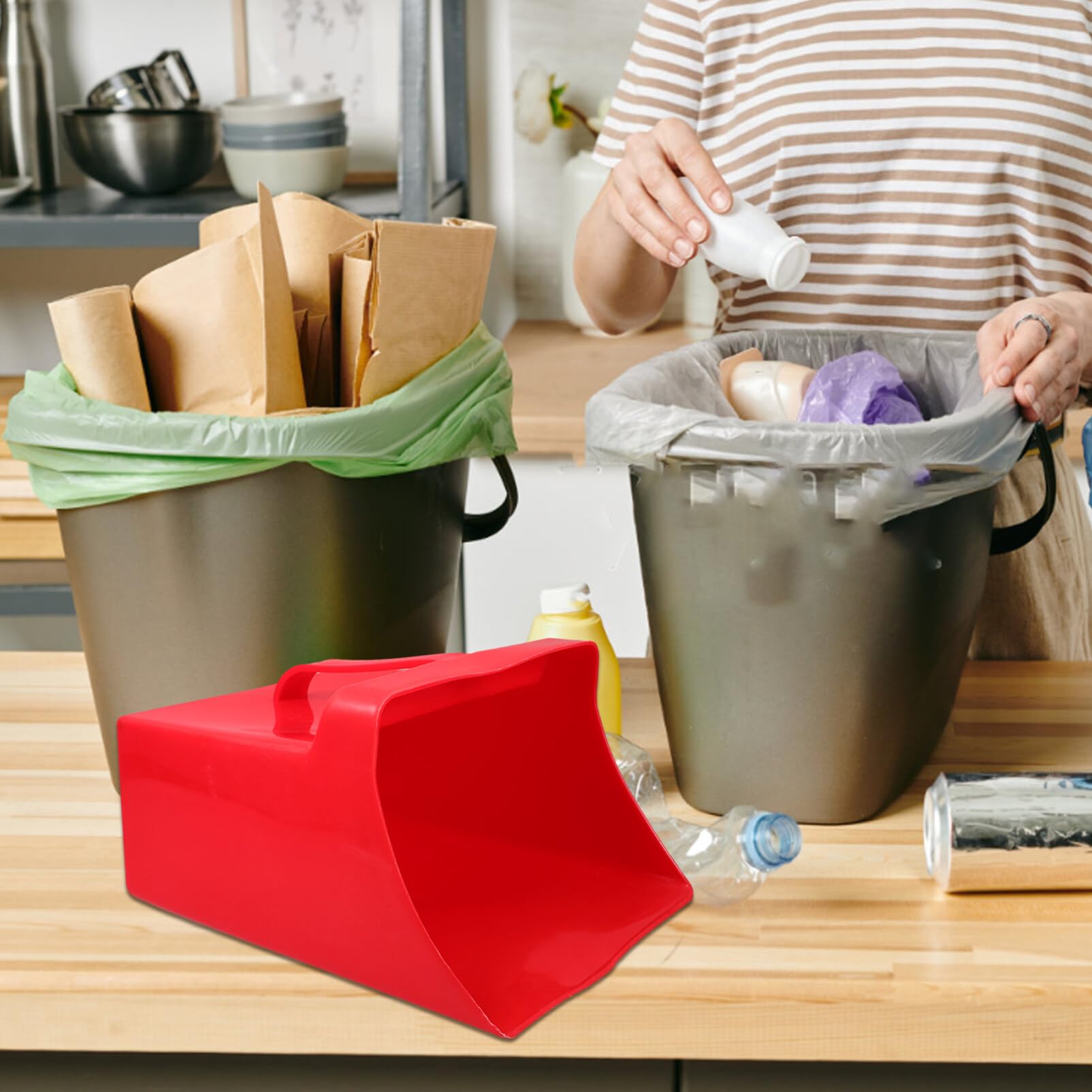 SOLUSTRE Large Handheld Dustpan, Heavy-duty Plastic Dustpan Commercial Lobby Dustpan Scooper Garbage Shovels with Wide Lip for Countertops Lobby Garage