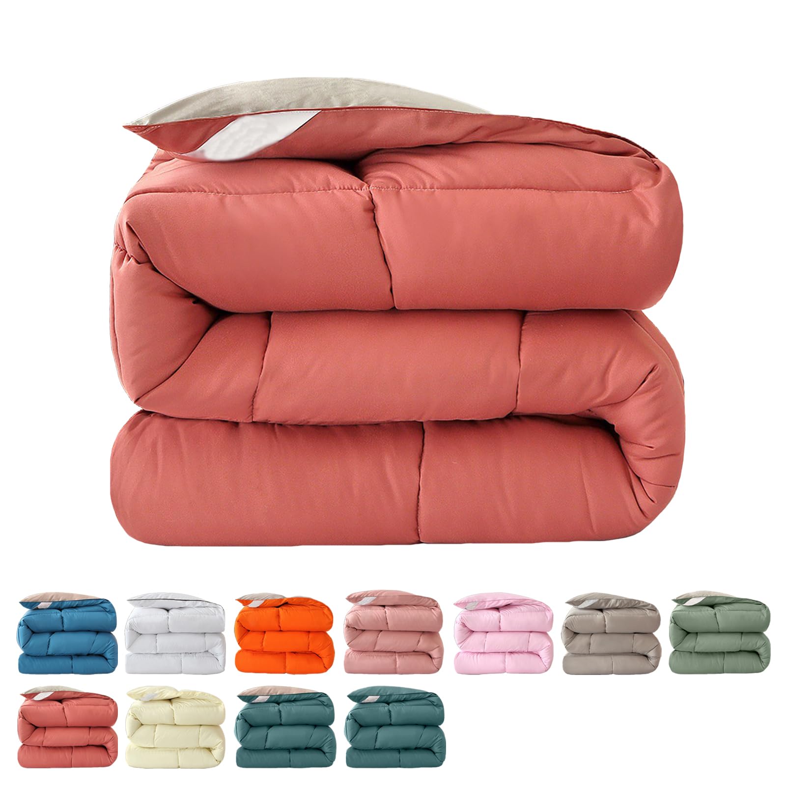 Couette en Duvet d'oie Et Plumes, Couette Réversible, 4 Saisons Couette, Duvet Édredon Matelassée Gonflant Chaude Épais Couette 2 Personnes, Lavable en Machine (Red 150x200cm 1.5kg)