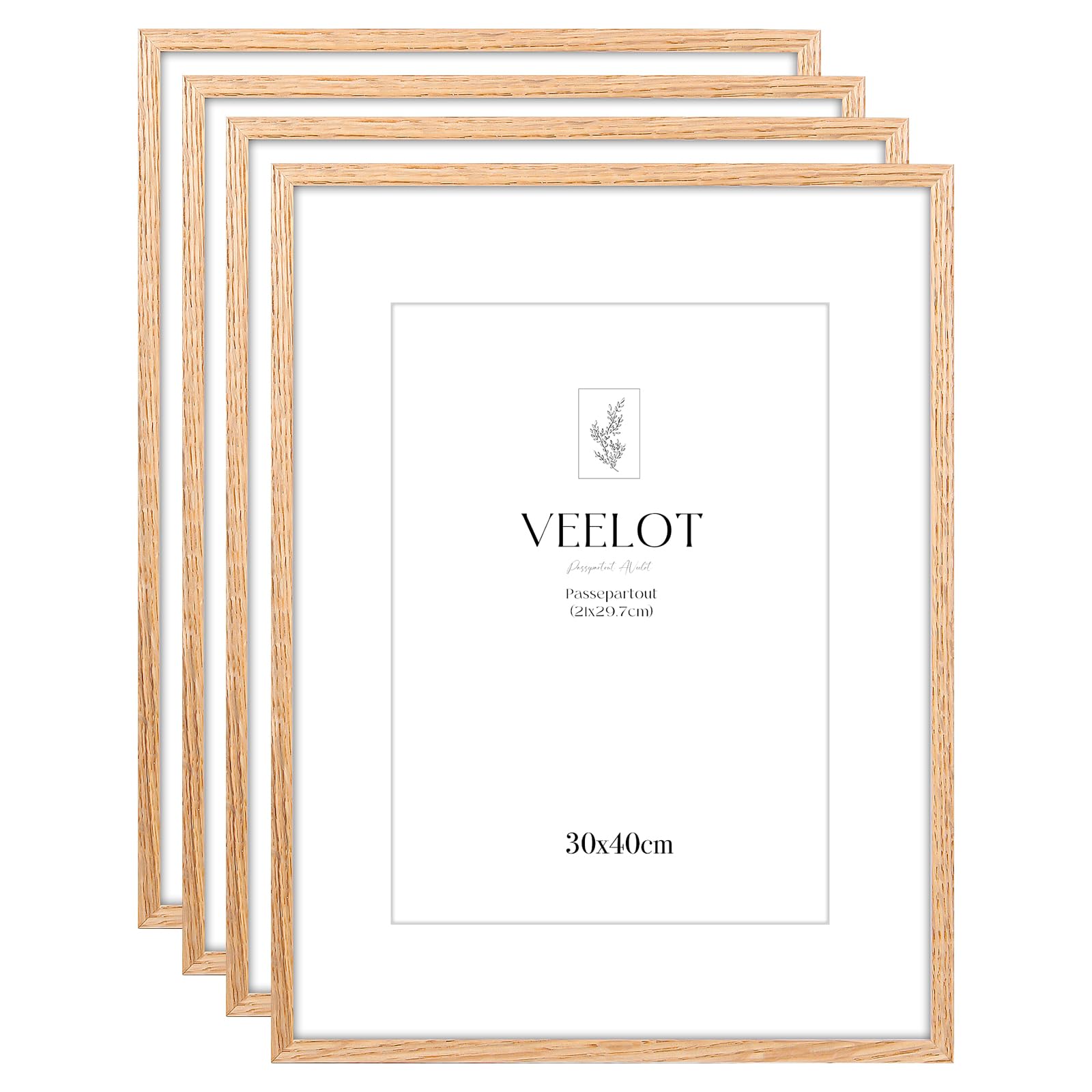 Veelot® 4x Marco de Fotos de Madera Roble 30x40cm,Con Passepartout 20x30cm,Marco Grande Para Diplomas Para Documentos,C…