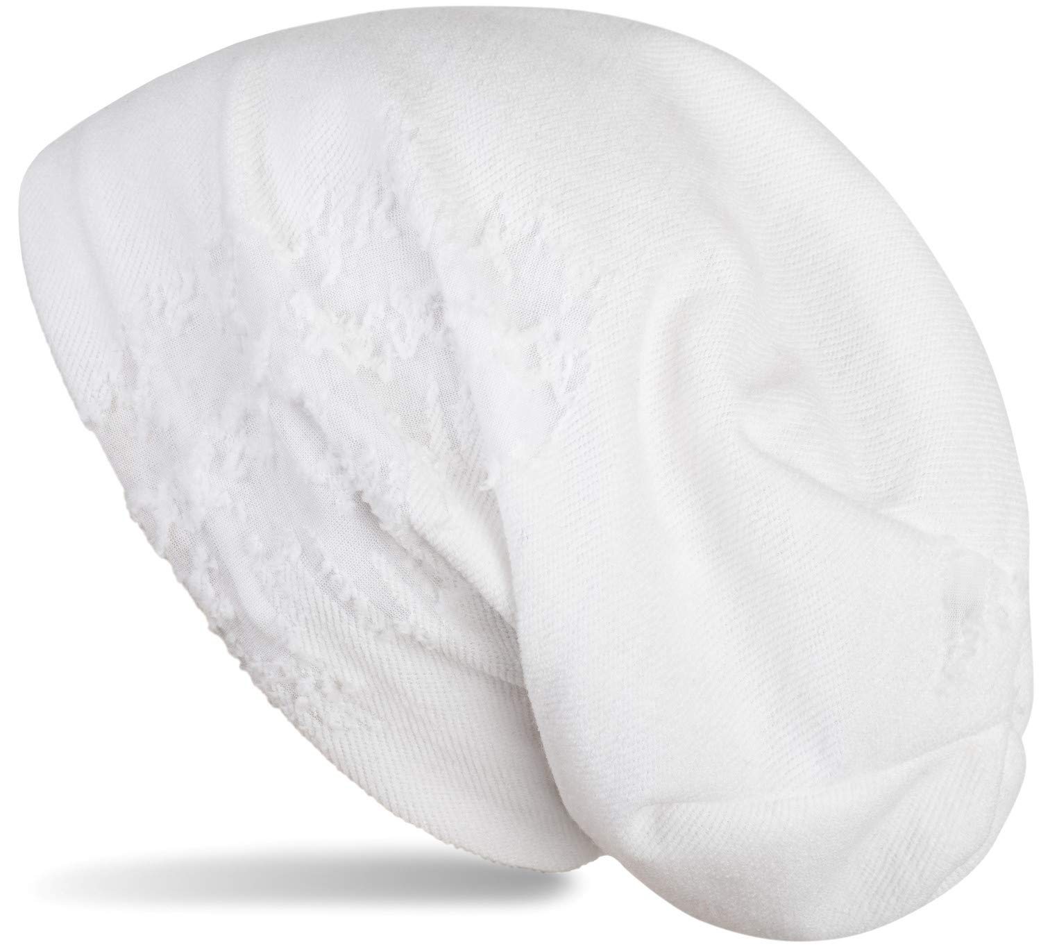 styleBREAKER Unisex Beanie hat with Structured and Worn Finish in Ripped Vintage Look, Slouch Long Beanie 04024165, Colour:White
